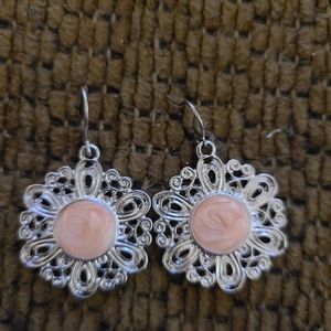 Silver and orange earrings